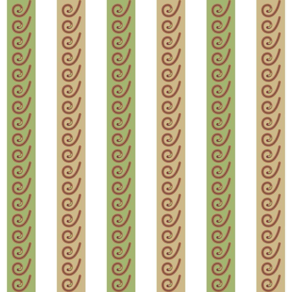 uma vibrante e intrincado listrado padronizar com rodopiando desenhos dentro tons do verde e Castanho vetor
