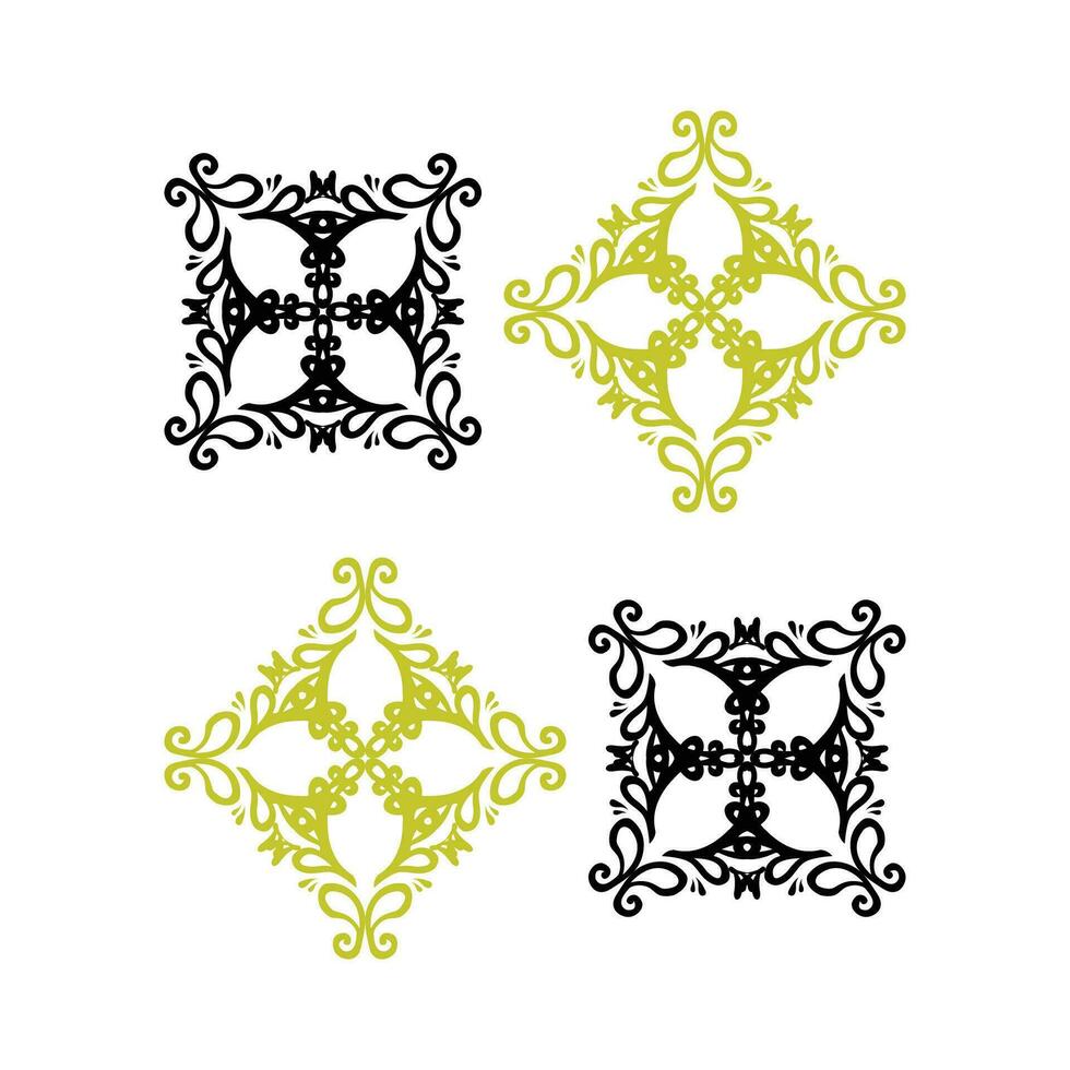 quatro ornamental desenhos em uma branco fundo vetor