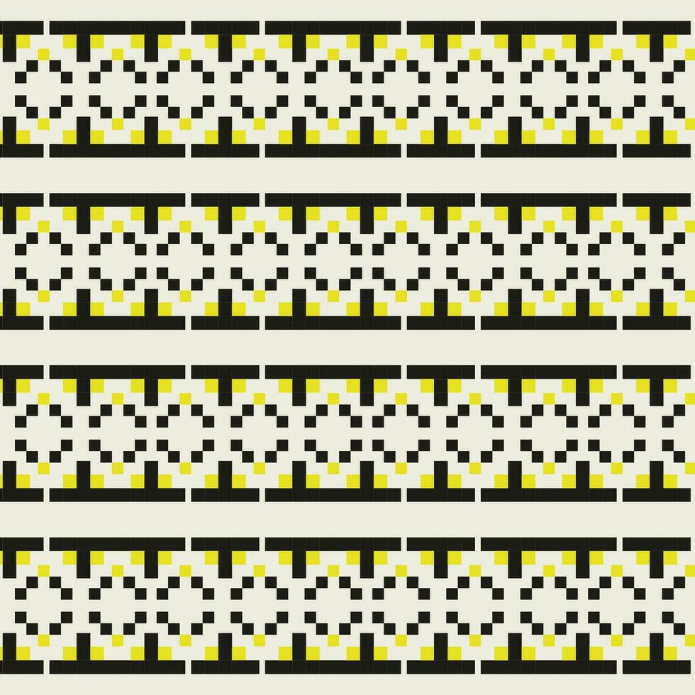 uma Preto e branco padronizar com amarelo quadrados, repetido desatado fronteira vetor
