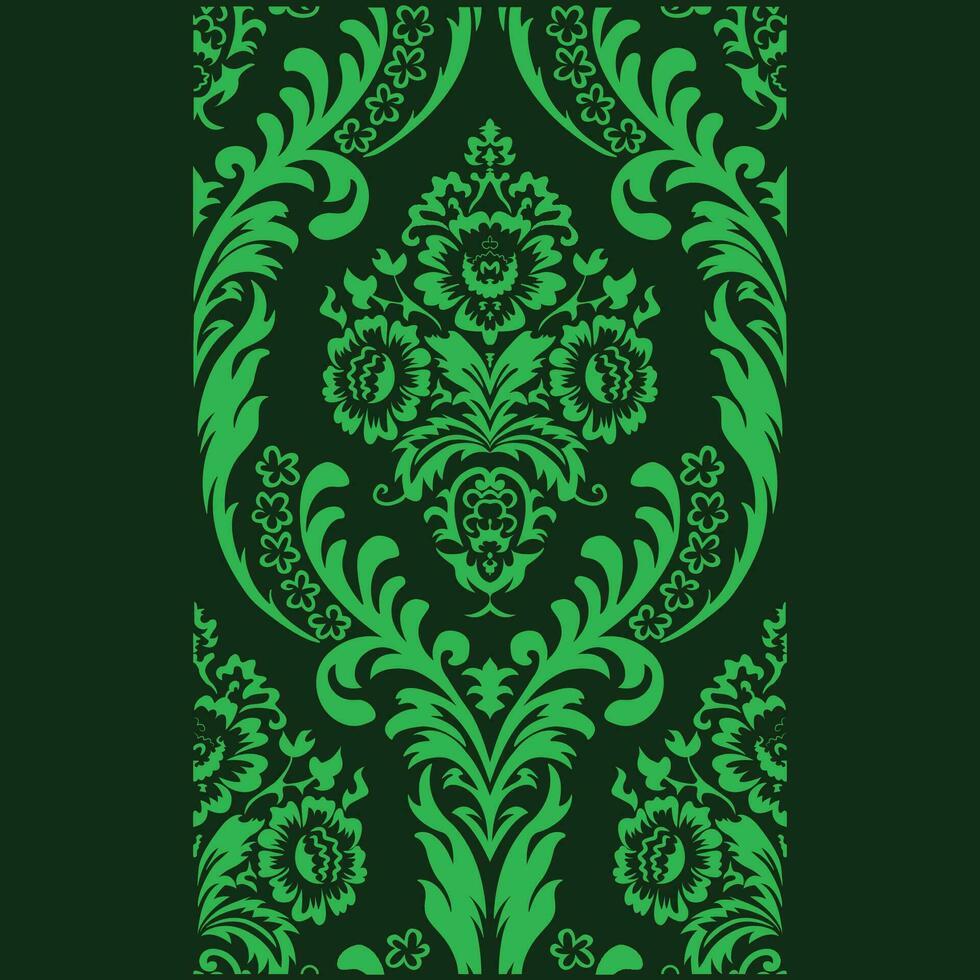 uma verde e Preto papel de parede com uma floral Projeto vetor
