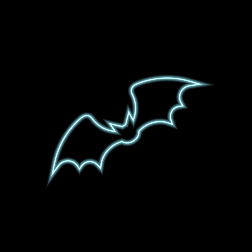 ícone de néon de morcego, sinal de vetor de contorno, pictograma de estilo linear