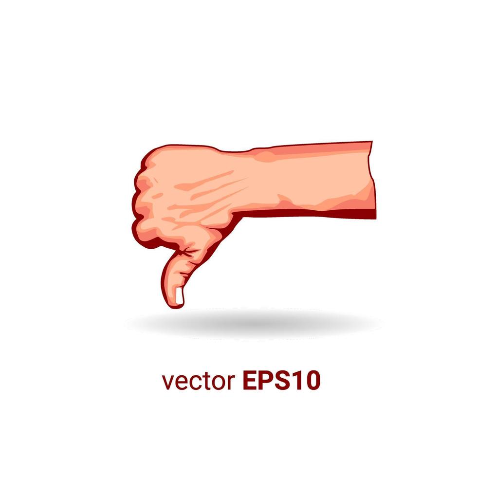 polegar para baixo e polegar para cima imagem vetorial de ilustração de mão vetor