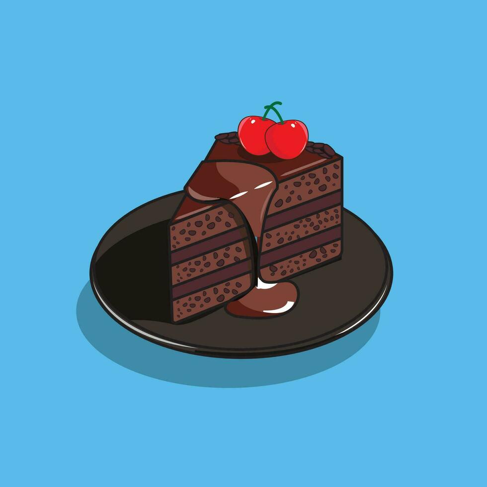 fatia bolo chocolate vetor ilustração