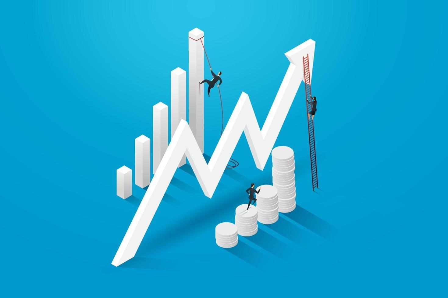 três executivos em busca de sucesso e crescimento. vetor