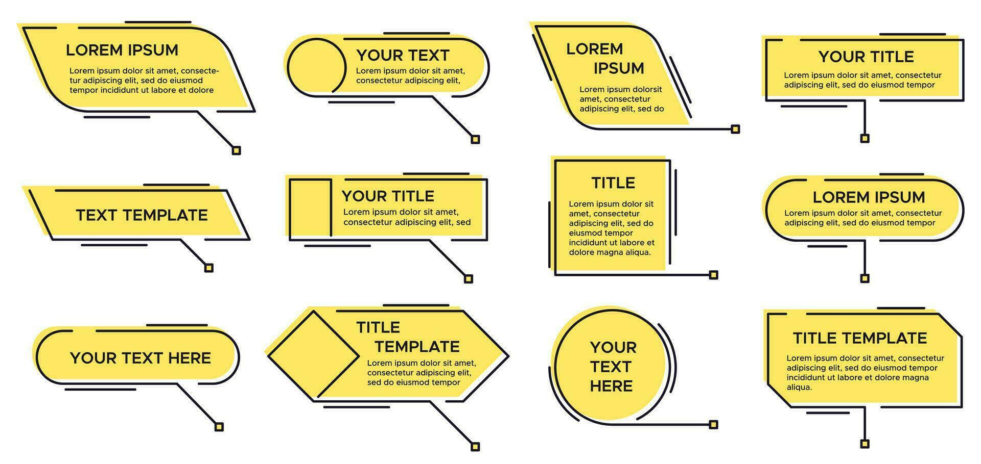 Chamar título. ligar texto gráfico, moderno infográfico disposição títulos e vídeo textos explicativos caixa de texto vetor conjunto