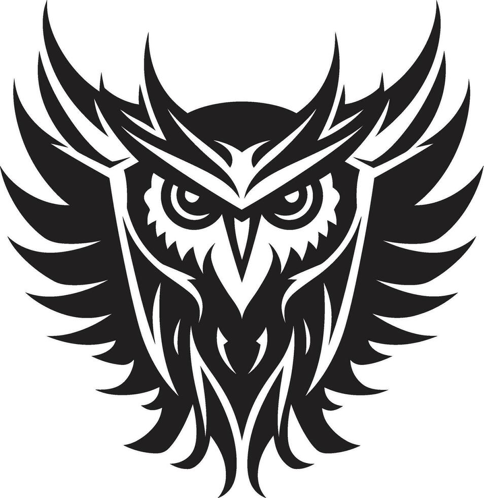 intrincado coruja mascote noturno guardião ícone vetor