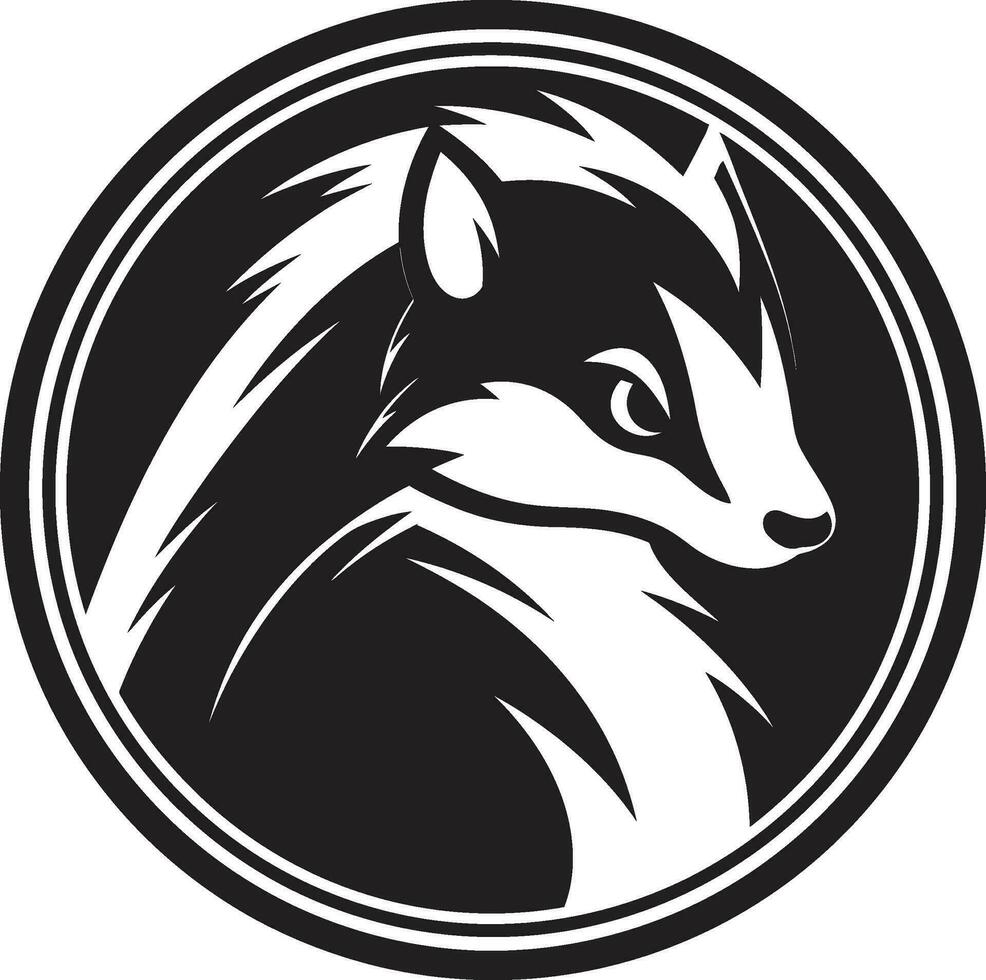 à moda Skunk logotipo odoroso opulência selvagem elegância dentro listras ônix olfativo ícone vetor