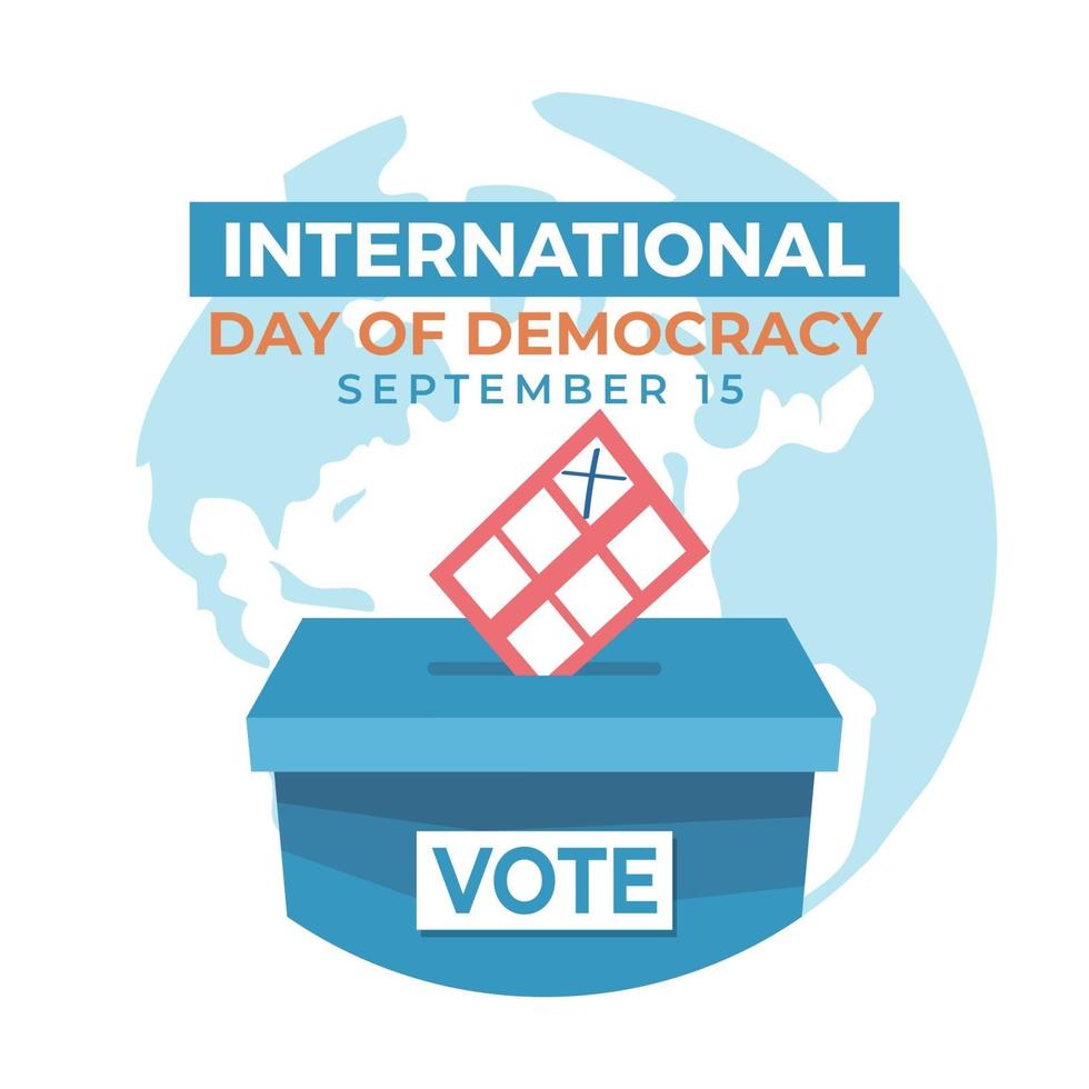 dia da democracia internacional, há uma urna de votação e mundo vetor