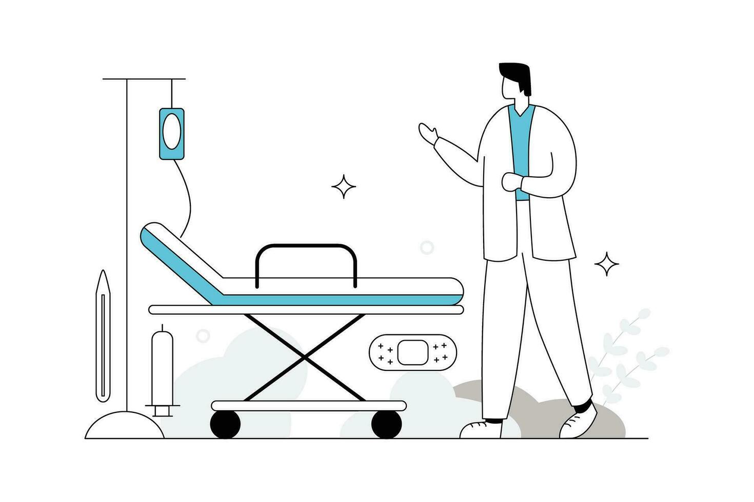 médico suprimentos, médico vetores ilustração plano linha