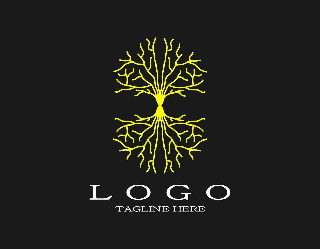 raiz logotipo. a elegante Projeto conceito com uma dourado raiz este é amarrado para a significado do solidariedade. a logotipo é adequado para empresa, organização, parque, hotel, spa, ambiente. vetor