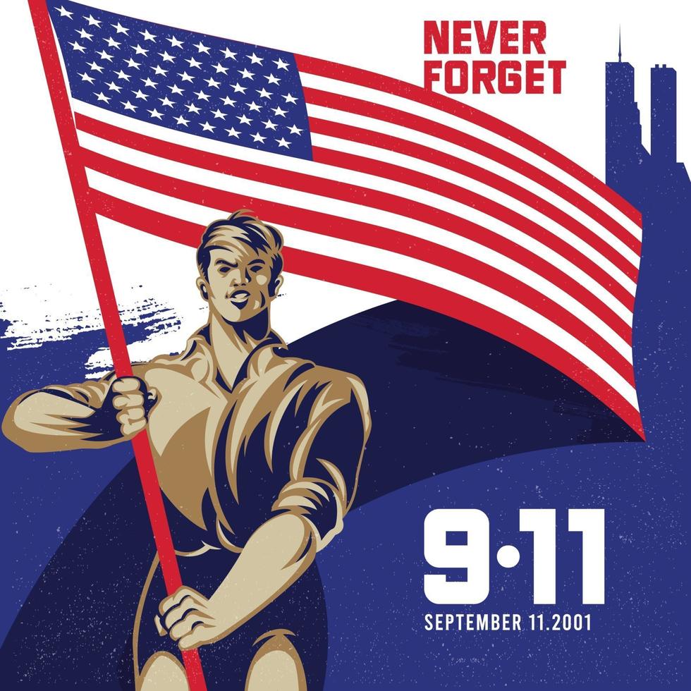 ilustração de fundo do dia do patriota da bandeira americana 9.11 vetor