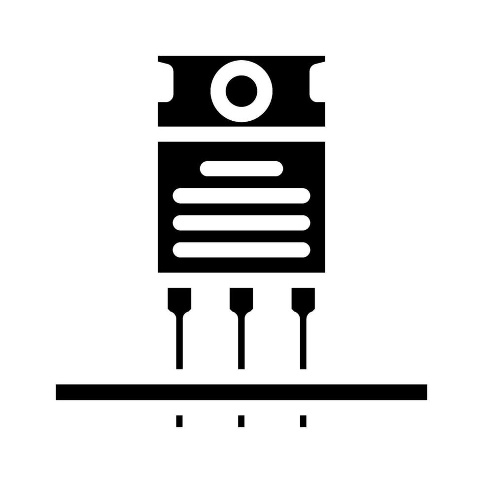 transistor instalação eletrônicos glifo ícone vetor ilustração