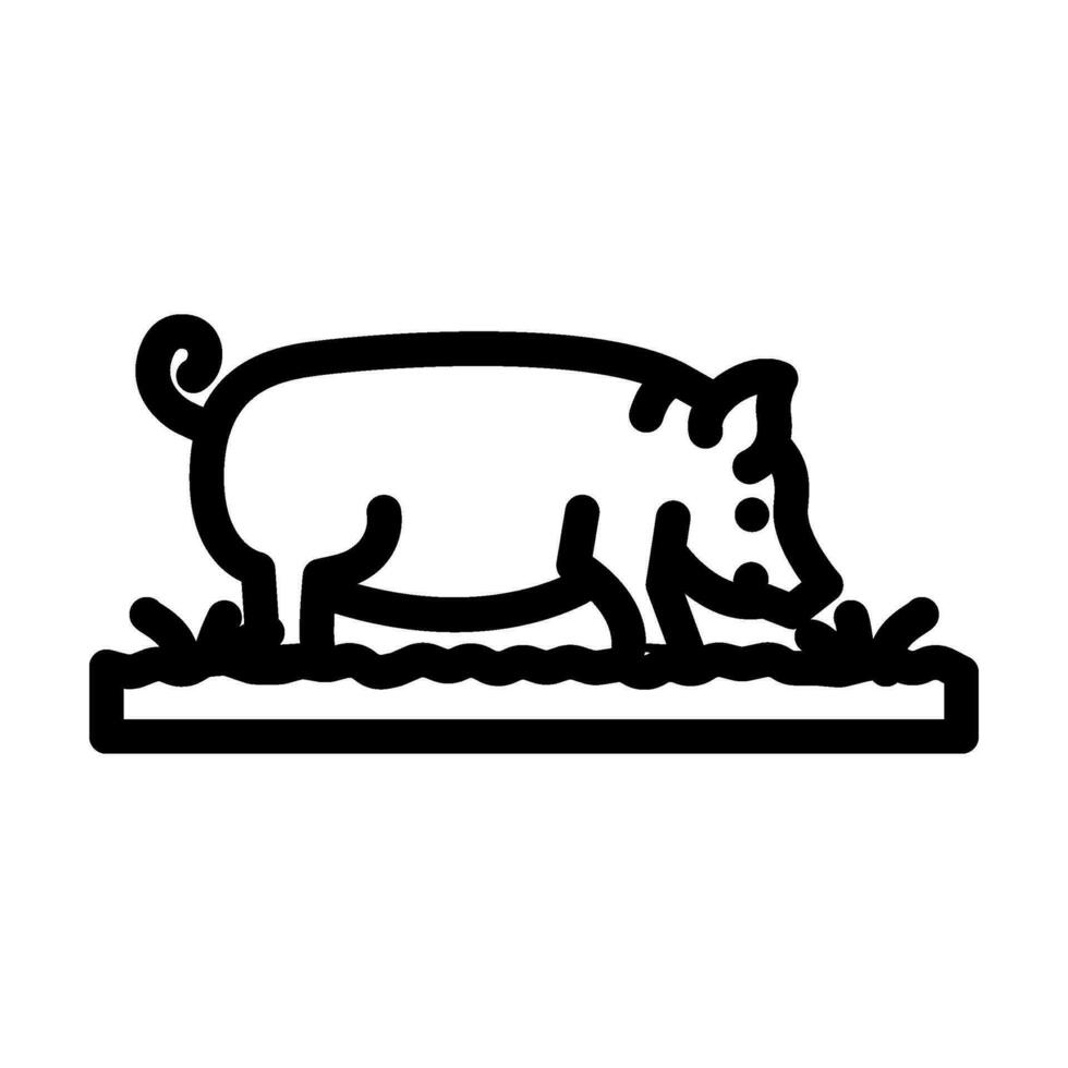 porco campo animal linha ícone vetor ilustração