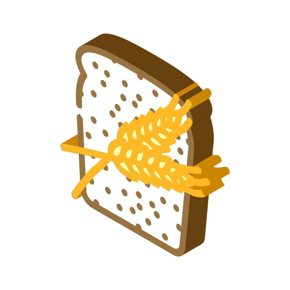 pão cevada orelha isométrico ícone vetor ilustração