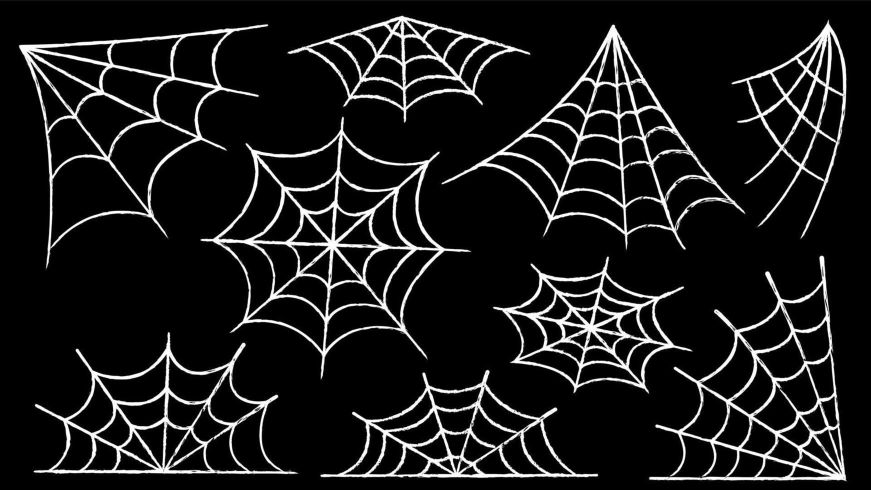 conjunto de teia de aranha. decoração de halloween com aranhas. uma teia de aranha assustadora vetor