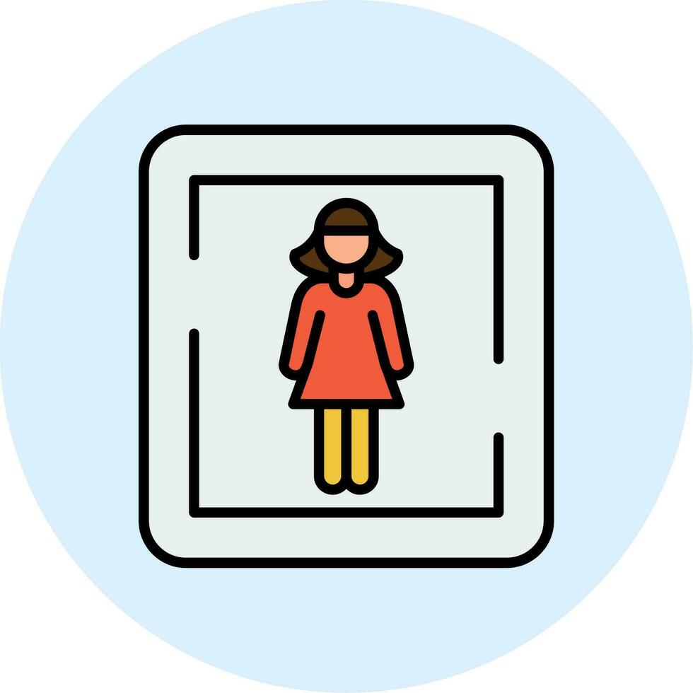 fêmea banheiro placa vetor ícone