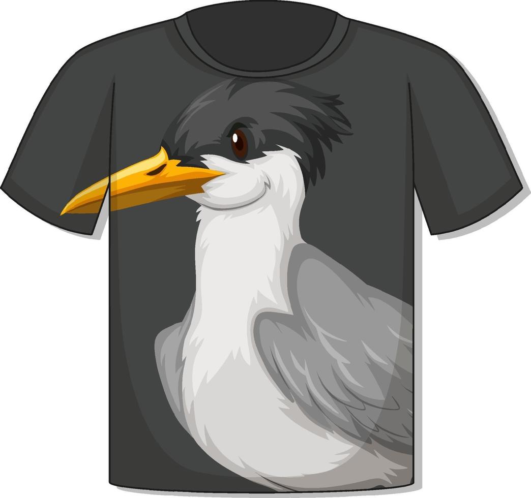 frente da camiseta com modelo de pássaro vetor