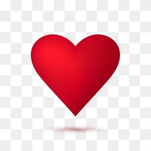 Coração vermelho macio com fundo transparente. Ilustração vetorial vetor
