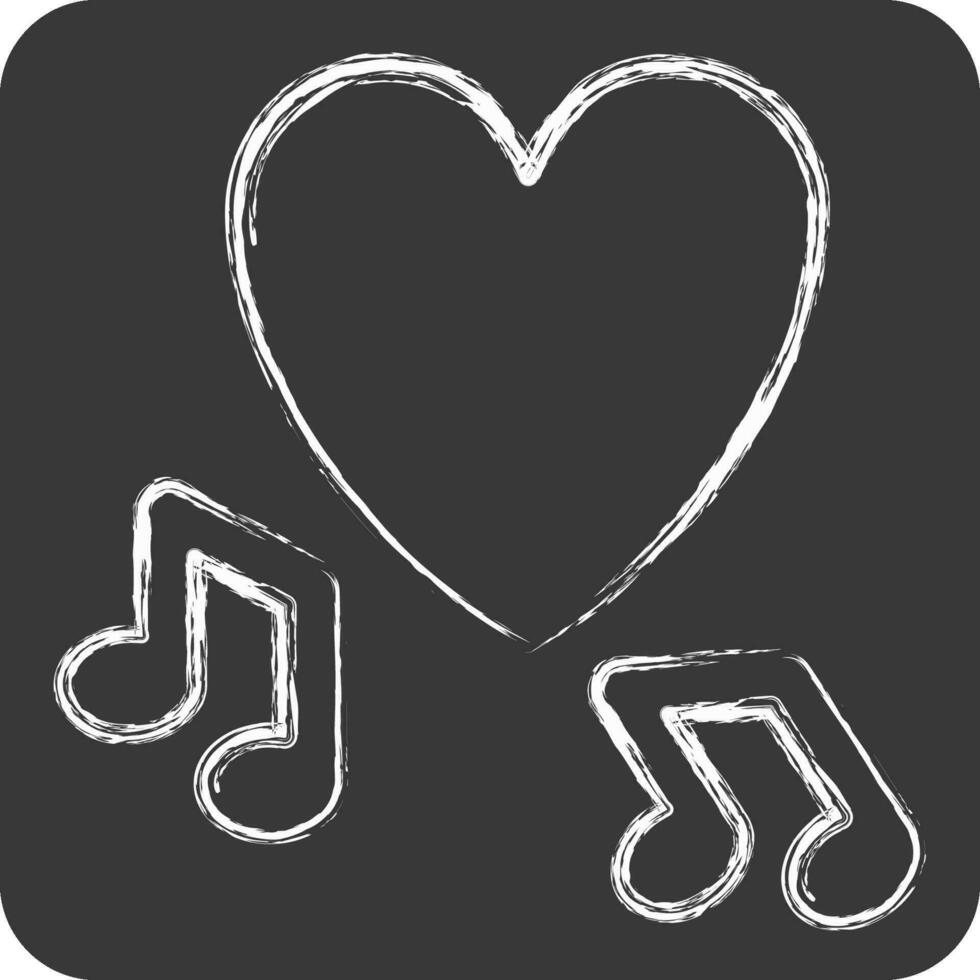 ícone música. relacionado para namorados dia símbolo. giz estilo. simples Projeto editável. simples ilustração vetor