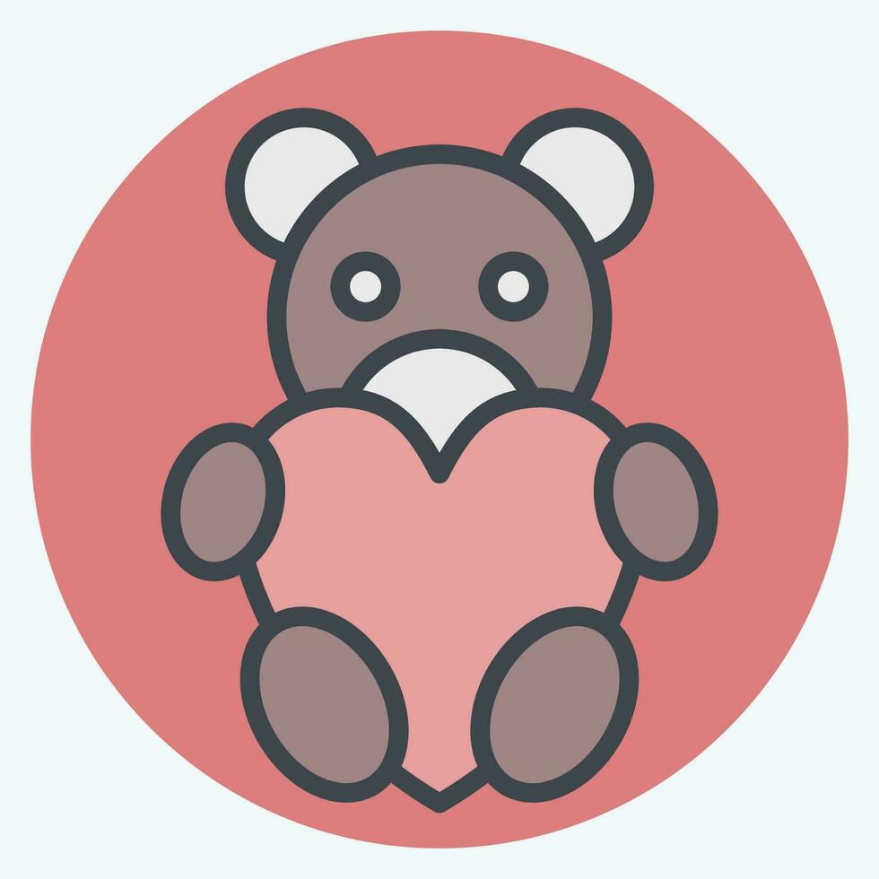 ícone Urso de pelúcia urso. relacionado para namorados dia símbolo. cor companheiro estilo. simples Projeto editável. simples ilustração vetor