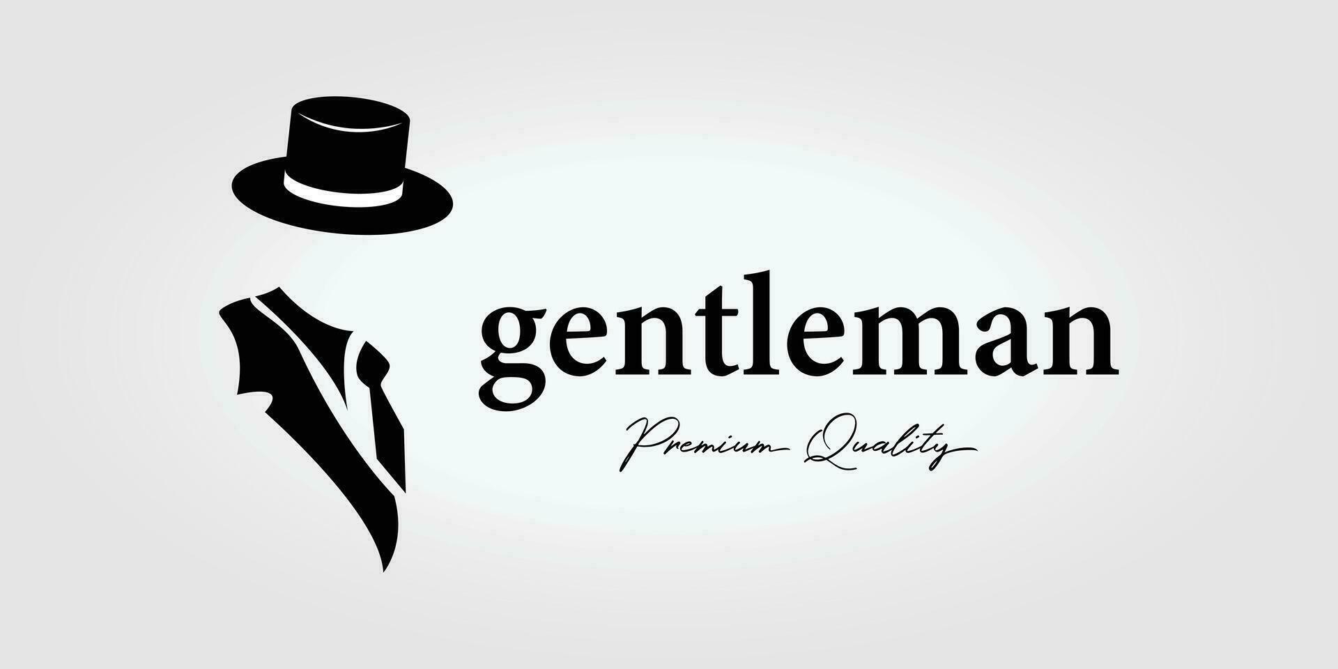 logotipo do homem dentro formal terno com chapéu a partir de lado para lado, retro vintage moda estilo Projeto ícone ilustração vetor