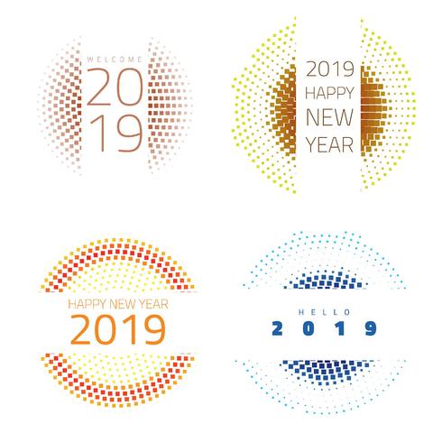 Ano Novo 2019 rótulos e emblemas coleção vetor