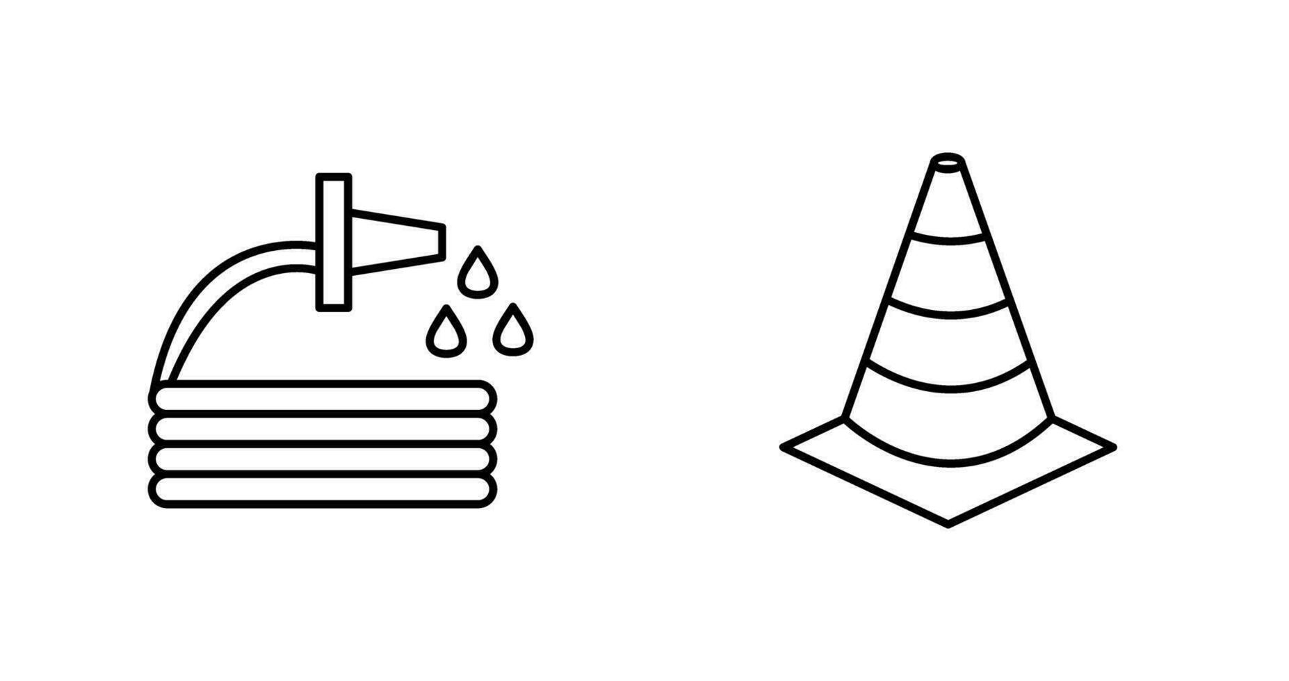 água mangueira e cone ícone vetor