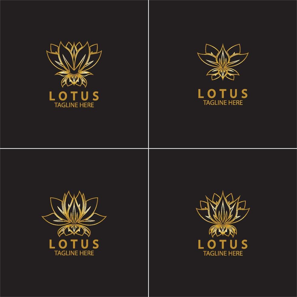 modelo de design de logotipo de flor de lótus dourada vetor