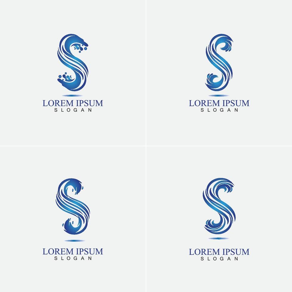 s carta modelo de design de logotipo de respingos de água vetor