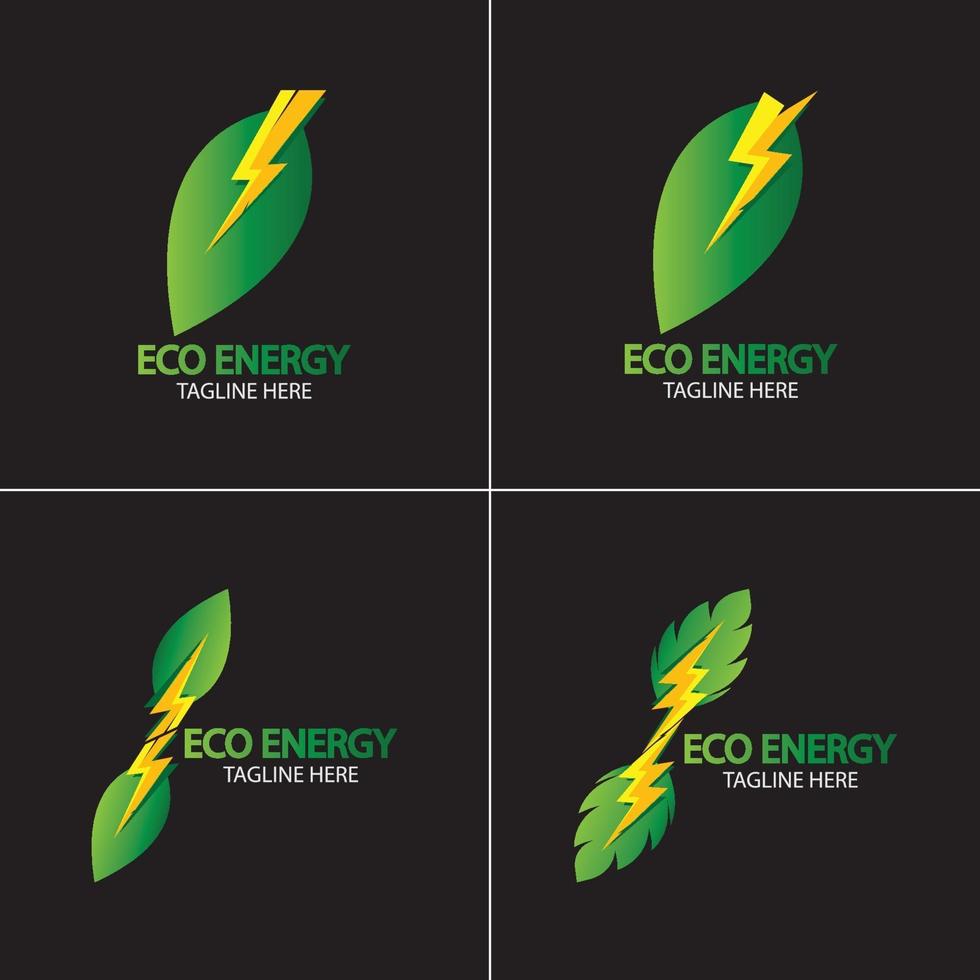 logotipo de vetor de energia eco com símbolo de folha.