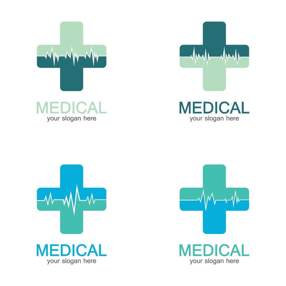 logotipo da farmácia médica colorida mais uma cruz em um formato suave vetor