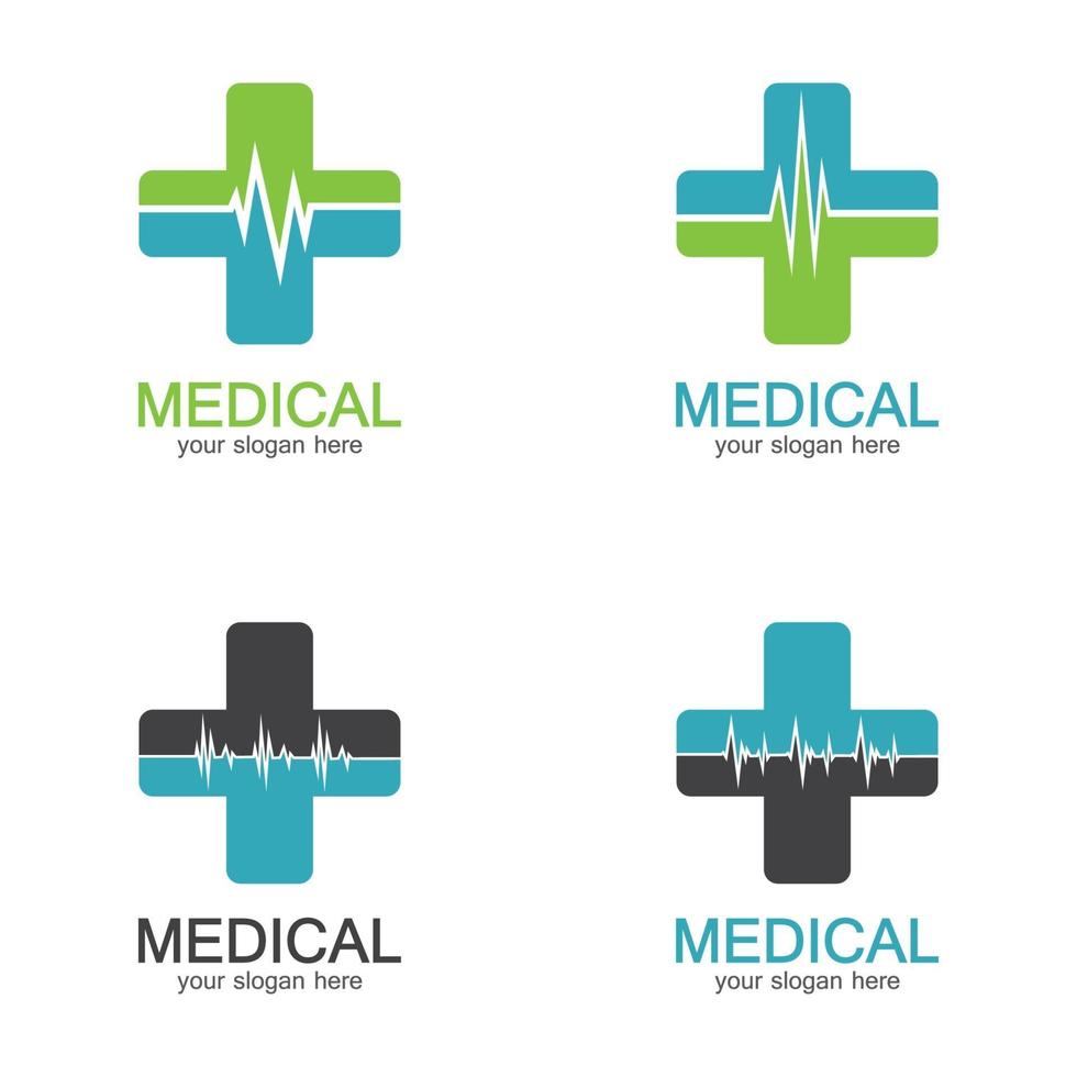 logotipo da farmácia médica colorida mais uma cruz em um formato suave vetor