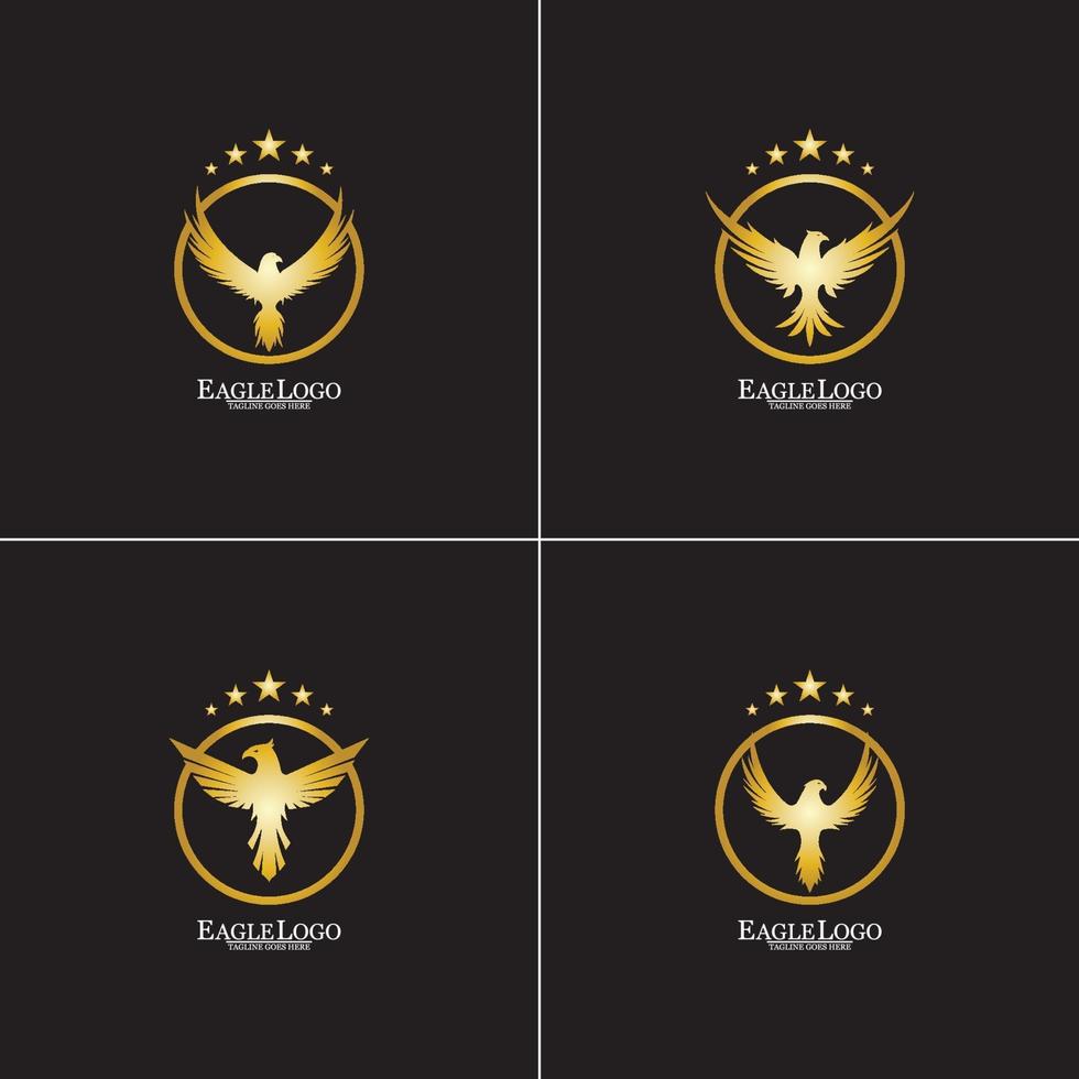 águia dourada com design de logotipo de círculo vetor