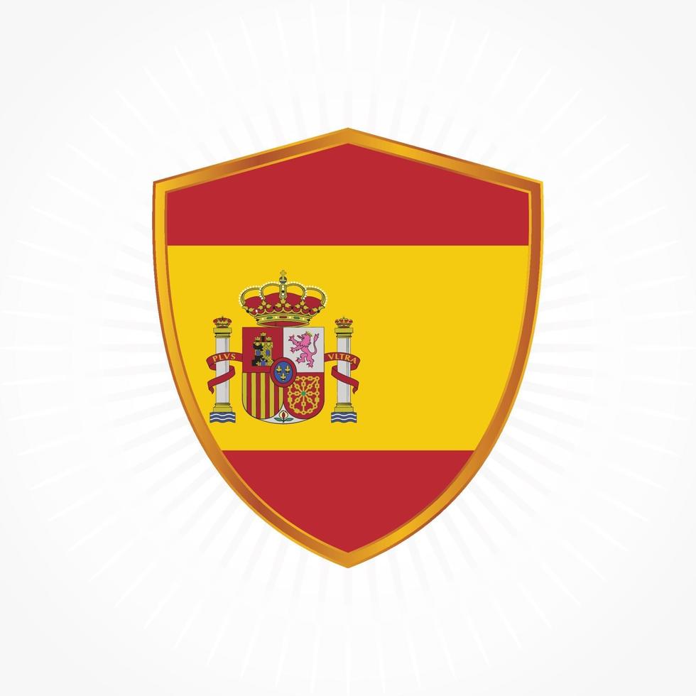 vetor de bandeira de espanha com moldura de escudo