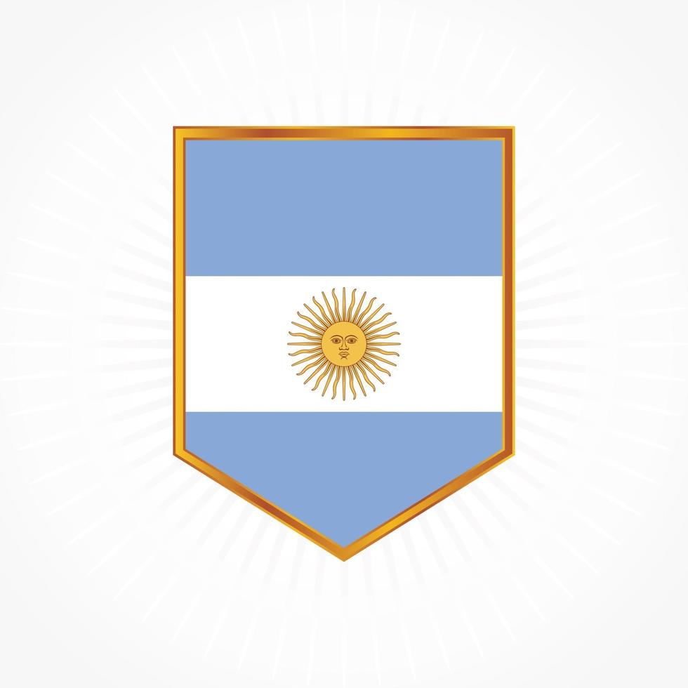 vetor da bandeira da argentina com moldura de escudo