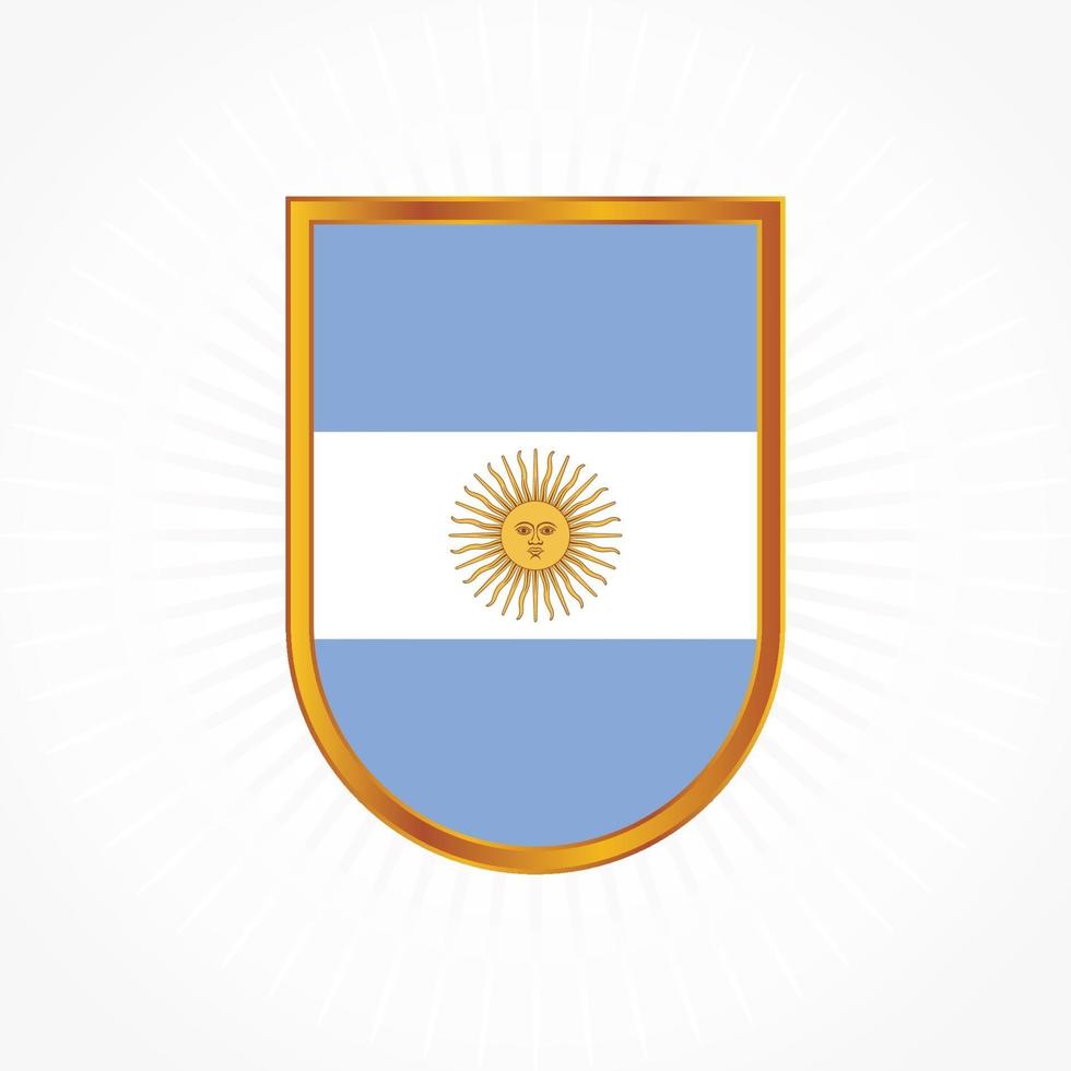 vetor da bandeira da argentina com moldura de escudo