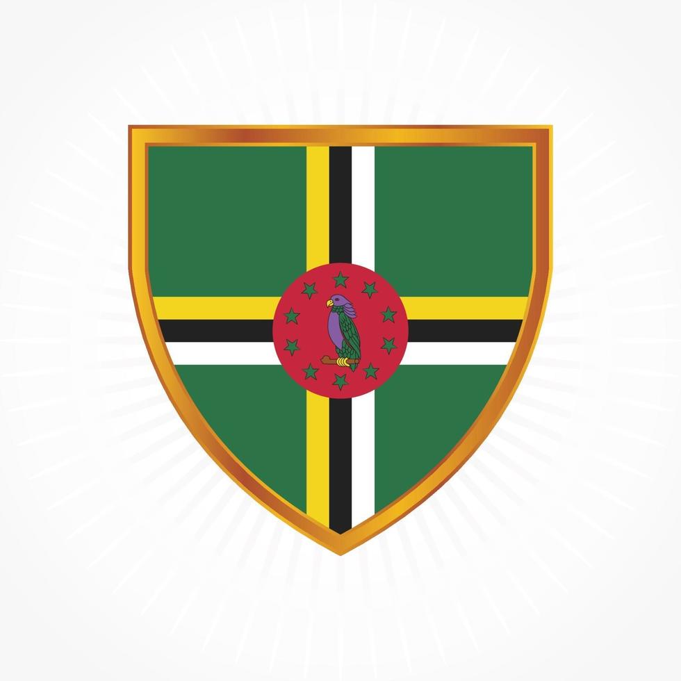 vetor bandeira dominica com moldura de escudo