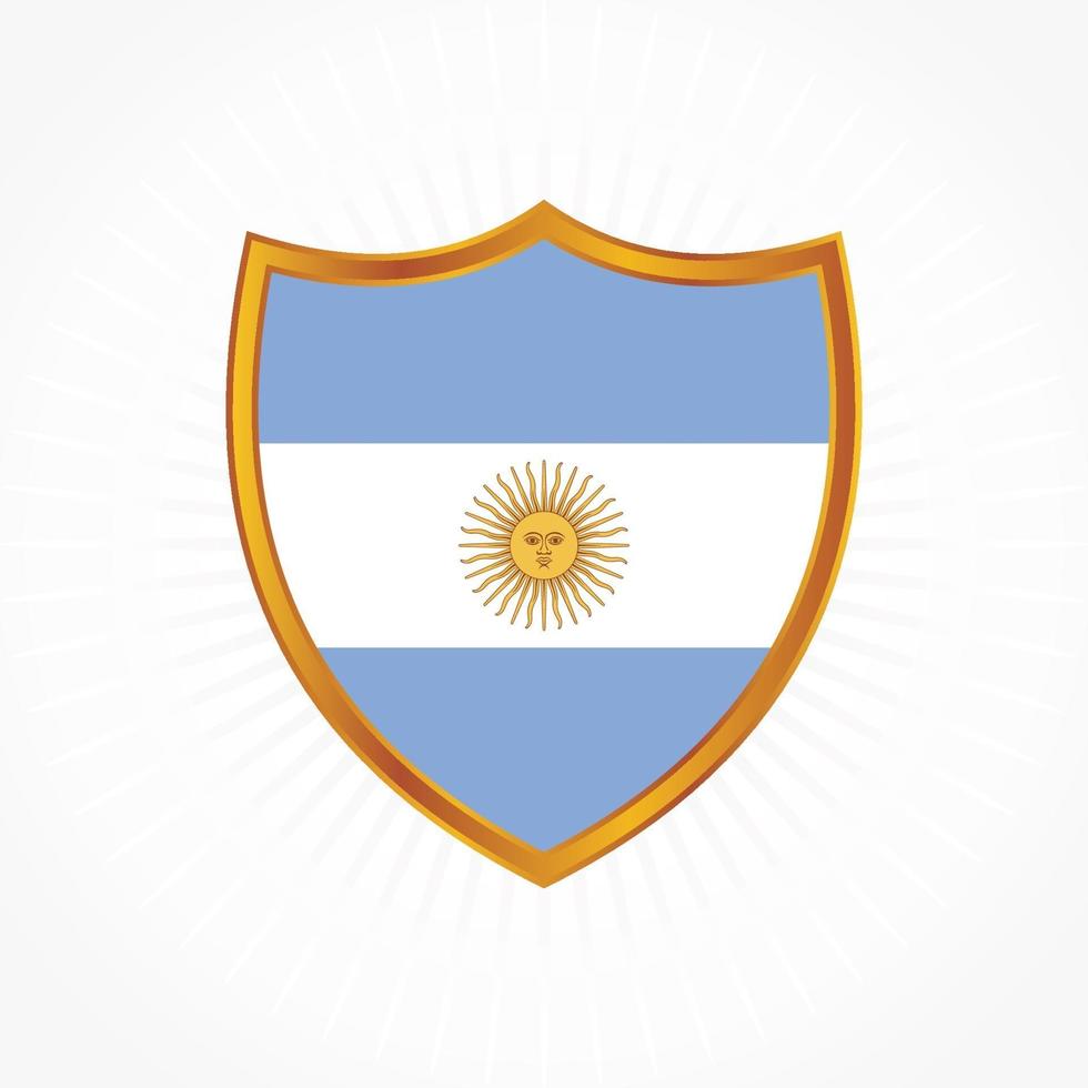 vetor da bandeira da argentina com moldura de escudo