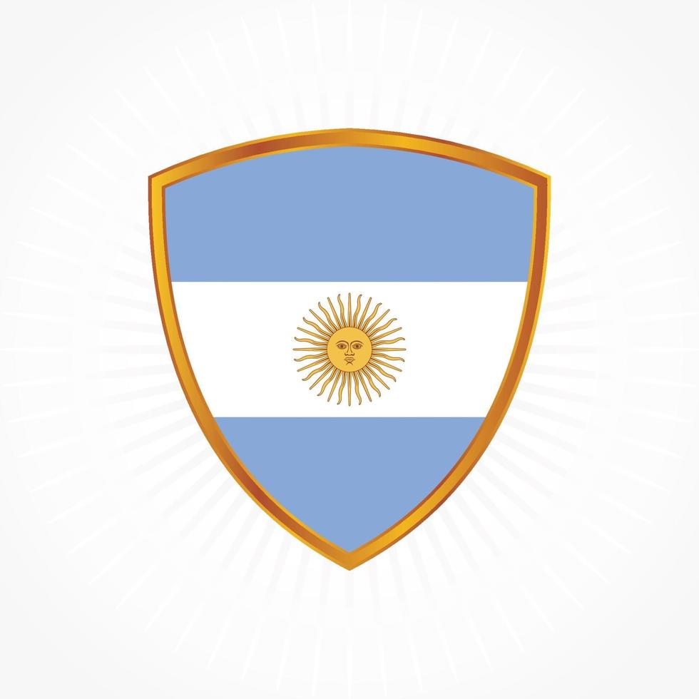 vetor da bandeira da argentina com moldura de escudo