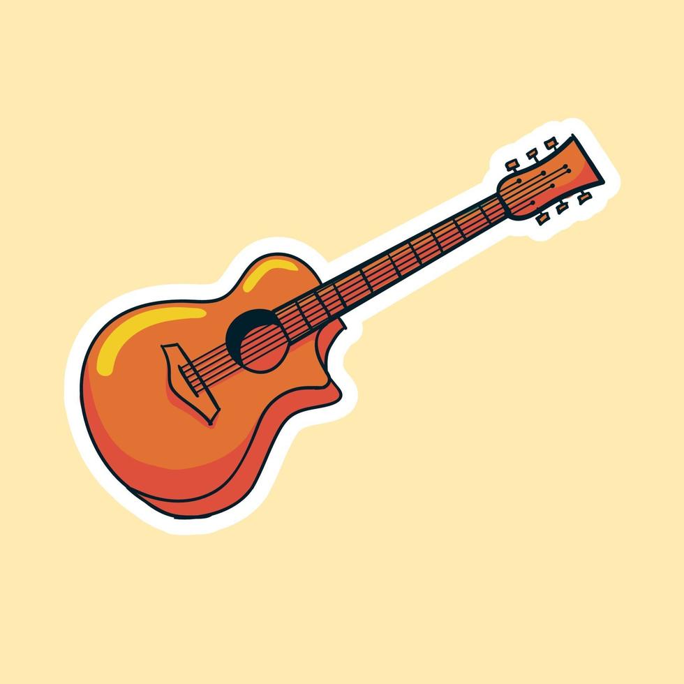 ilustração de guitarra clássica desenhada à mão colorida vetor