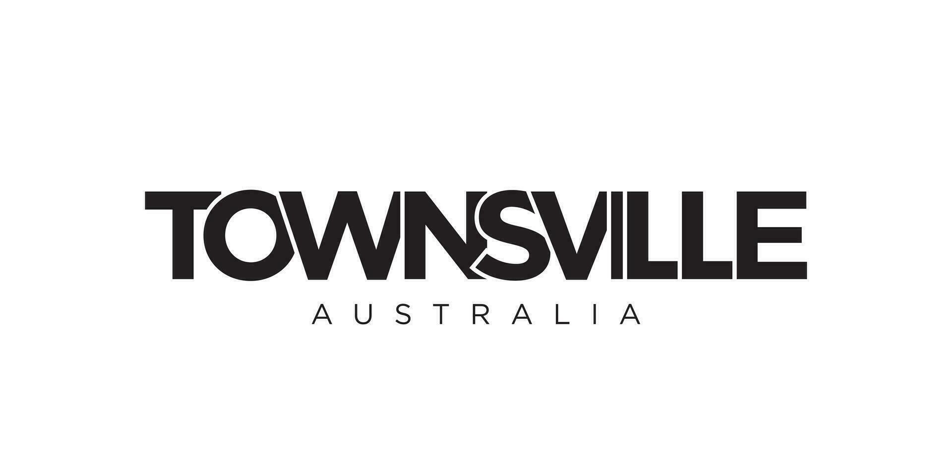 townsville dentro a Austrália emblema. a Projeto características uma geométrico estilo, vetor ilustração com negrito tipografia dentro uma moderno Fonte. a gráfico slogan rotulação.