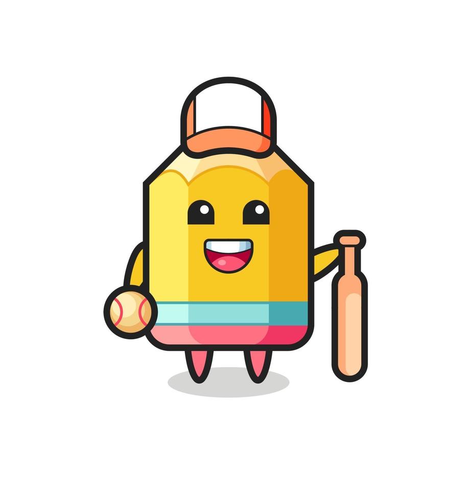 personagem de desenho animado de lápis como um jogador de beisebol vetor