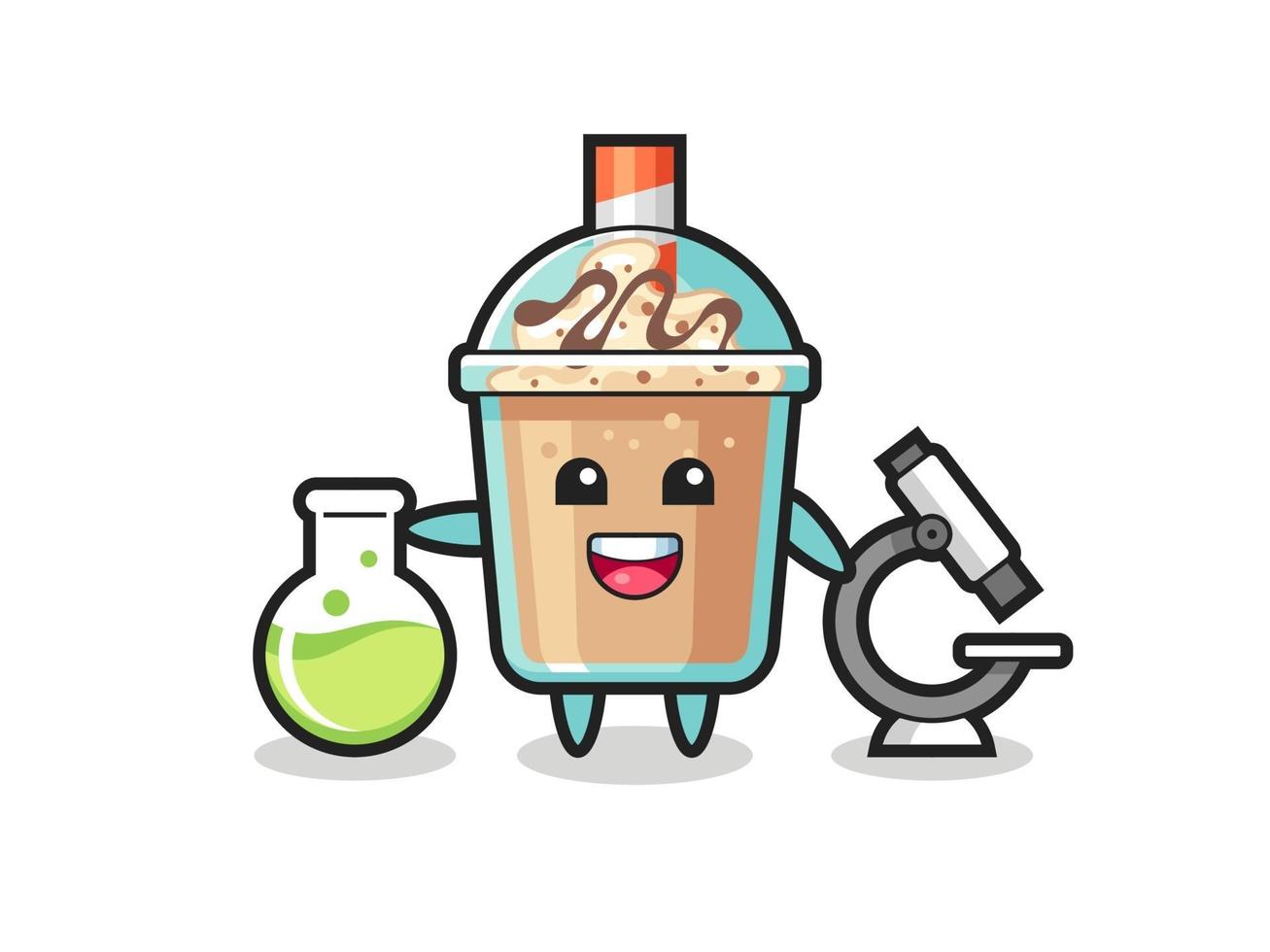 personagem mascote do milk-shake como cientista vetor