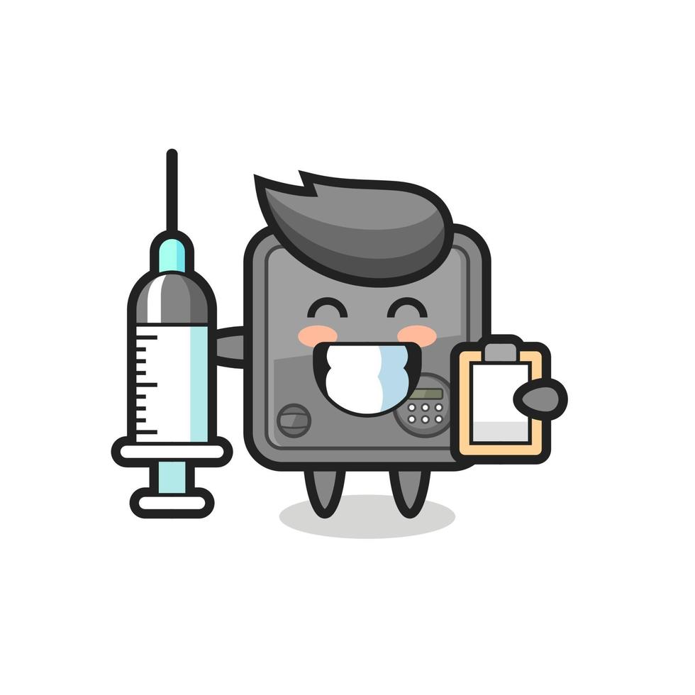 ilustração mascote do cofre como médico vetor