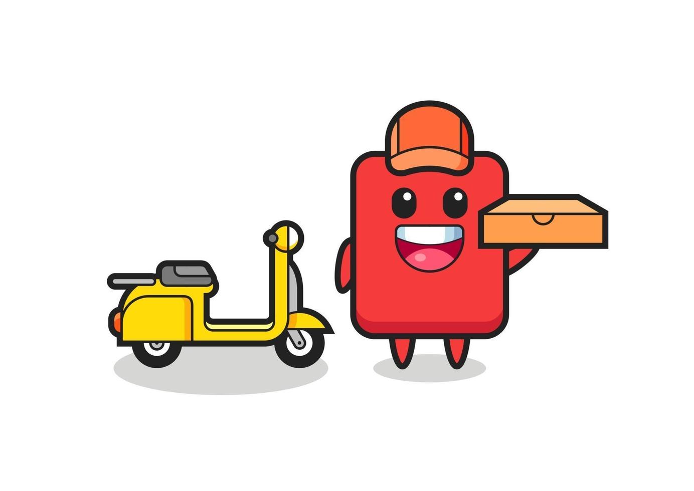 ilustração do personagem do cartão vermelho como entregador de pizza vetor
