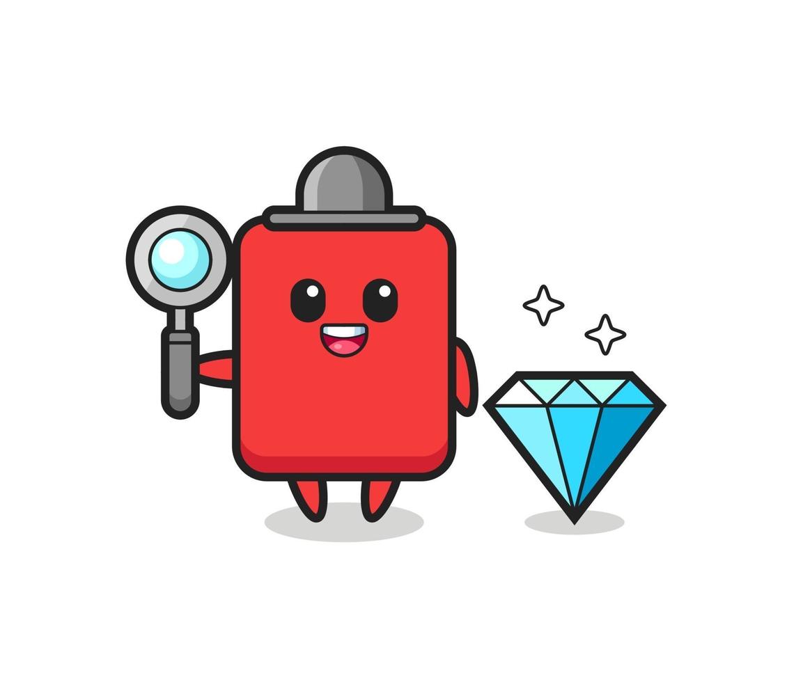 ilustração de personagem de cartão vermelho com um diamante vetor