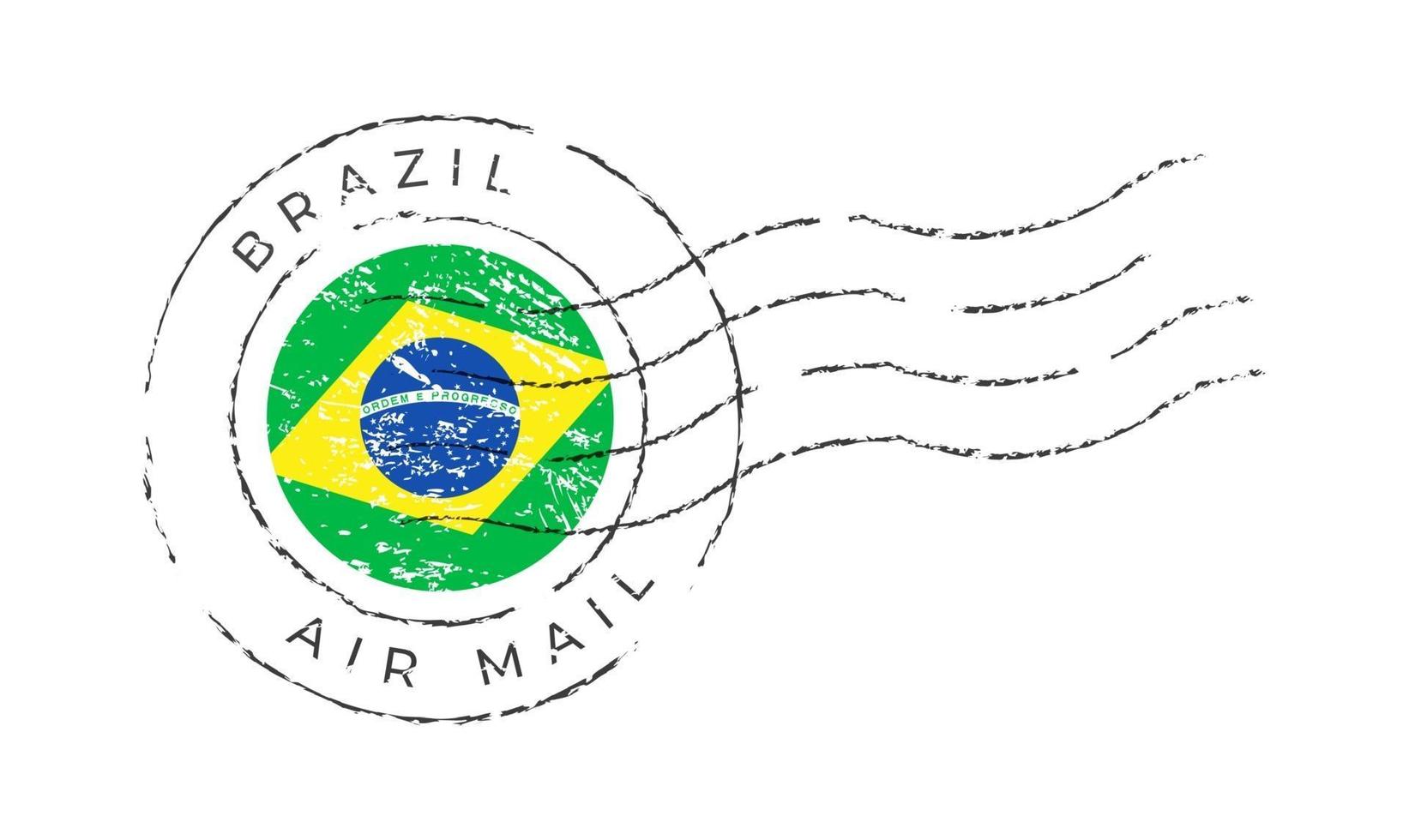 marca postal do brasil. selo da bandeira nacional isolado no branco vetor