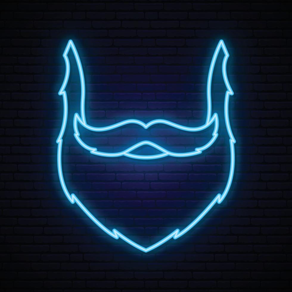 vector neon estilo barba azul e bigode.