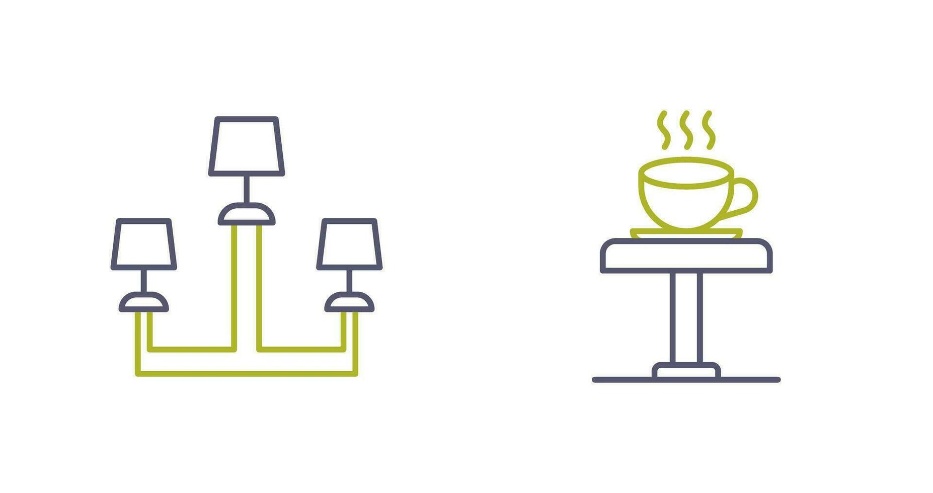 luminária e café mesa ícone vetor