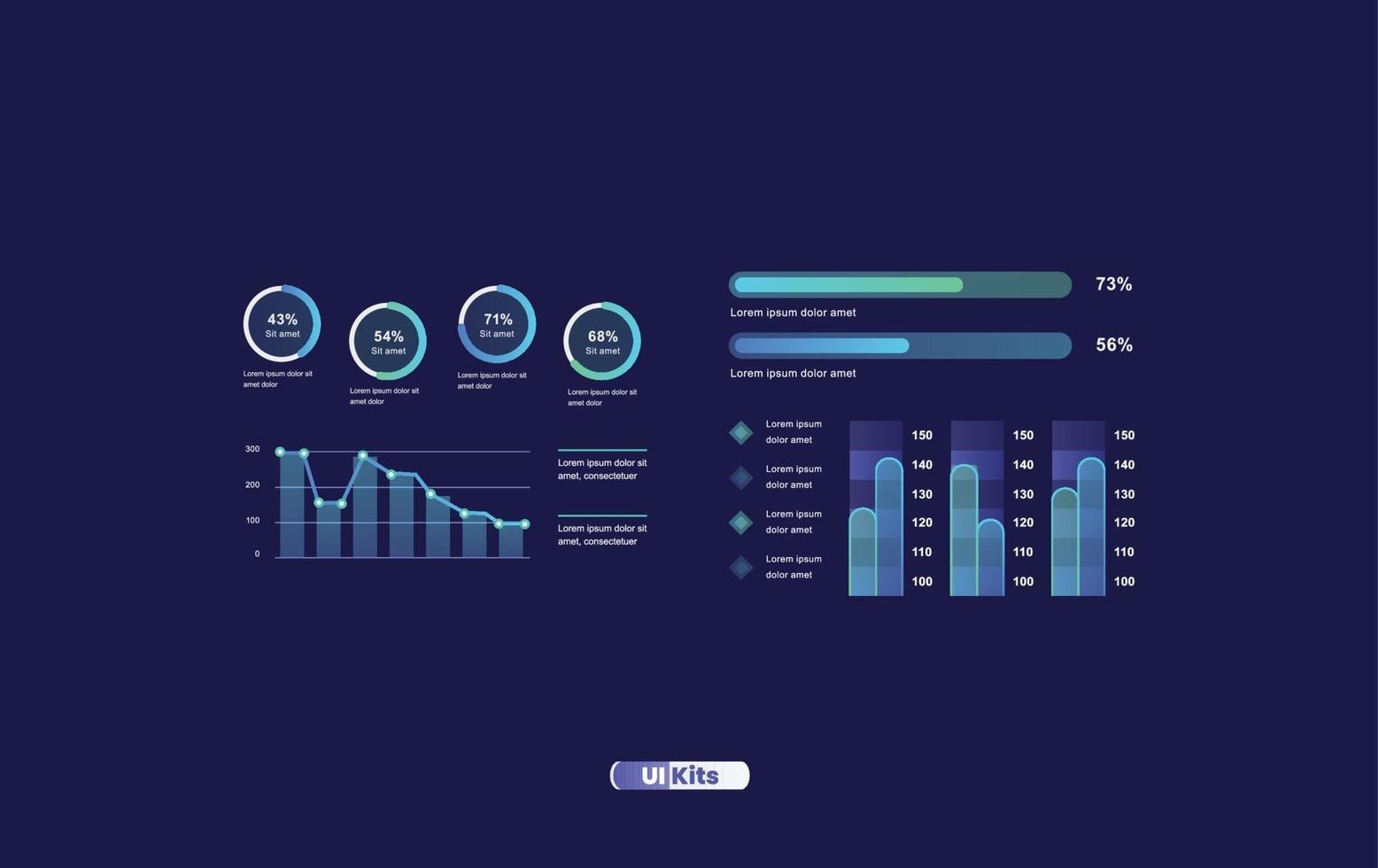 elementos do design da interface do usuário. apresentação moderna com infográfico, vetor